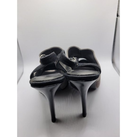 Bumper Heels Size 8.5 Black and Gray Peep Open Toe Sling Back Womens - Picture 4 of 12